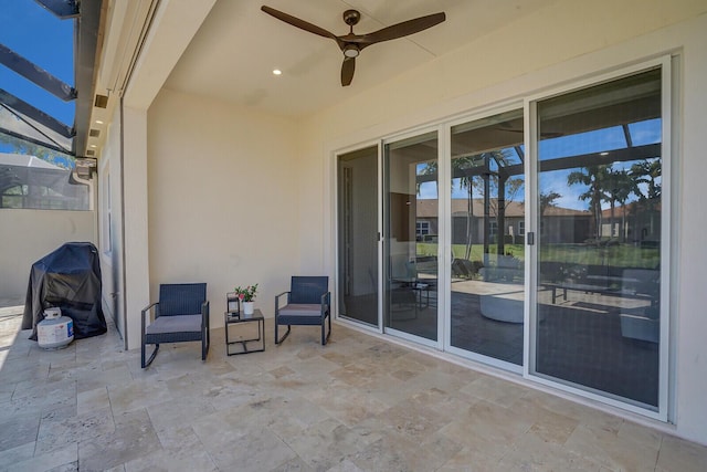 view of patio with a ceiling fan