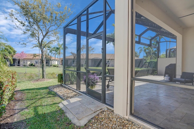 unfurnished sunroom with a residential view