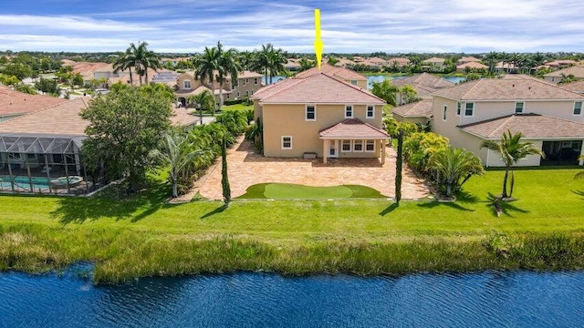 bird's eye view featuring a water view