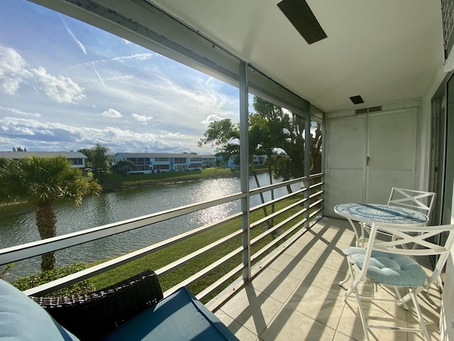 balcony with a water view