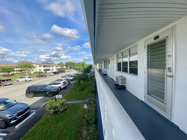 balcony with a wall unit AC