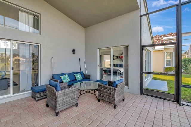 view of patio featuring an outdoor hangout area