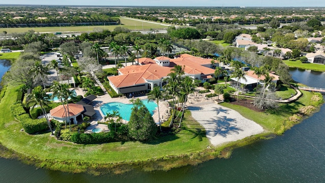 bird's eye view featuring a water view