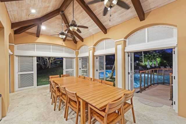 interior space featuring ceiling fan