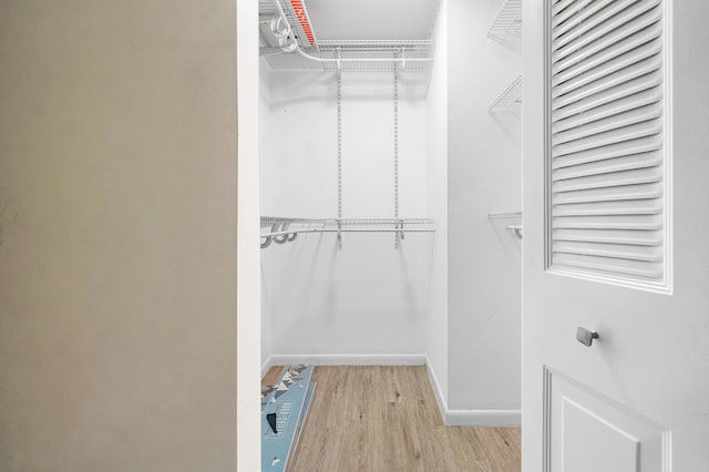 walk in closet featuring light wood-type flooring