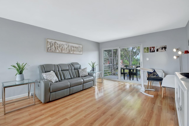 living room featuring light wood-type flooring