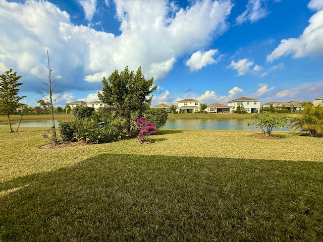 view of yard featuring a water view