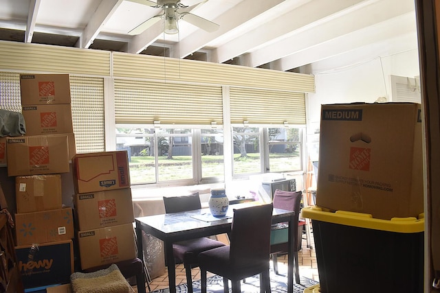 dining room with ceiling fan