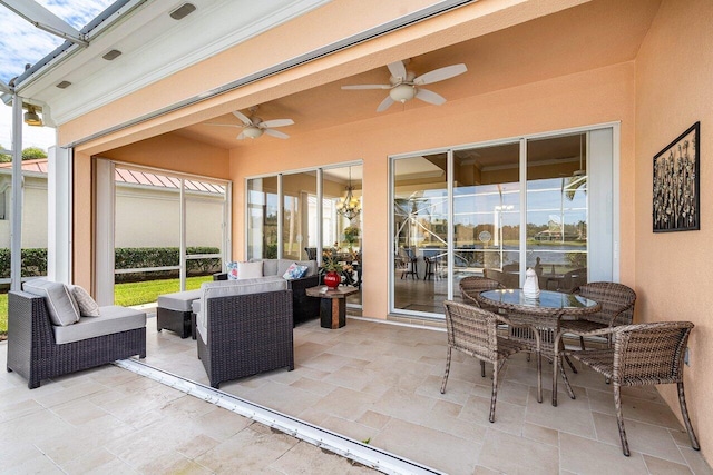 view of patio / terrace featuring an outdoor living space and ceiling fan