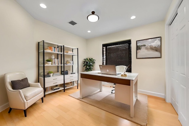 office featuring light hardwood / wood-style floors