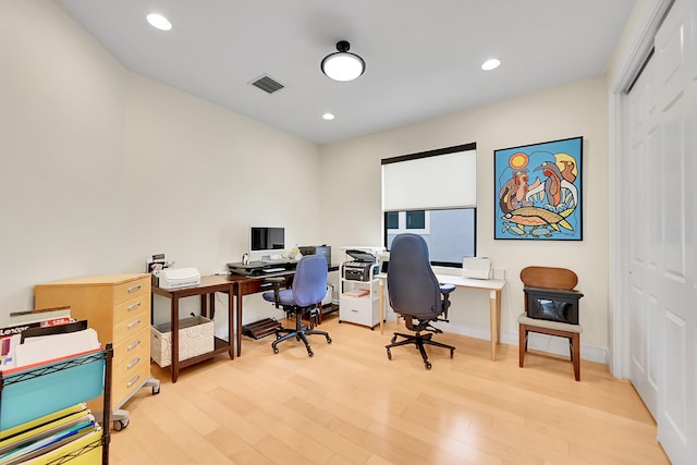 office featuring light wood-type flooring