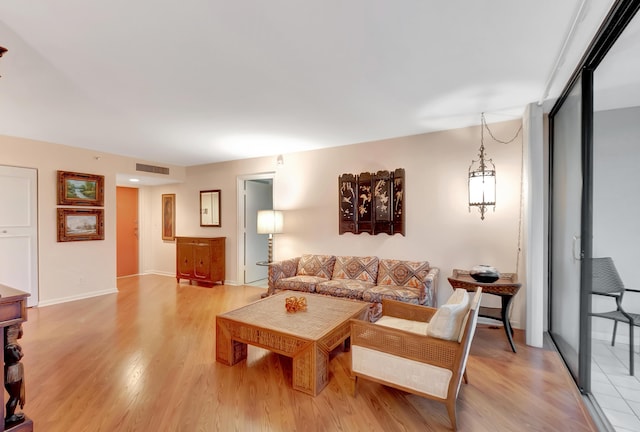 living room featuring light hardwood / wood-style floors