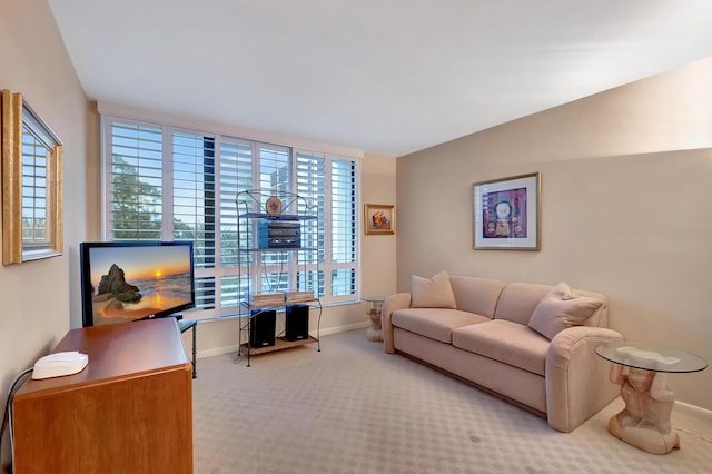 living room featuring carpet and plenty of natural light