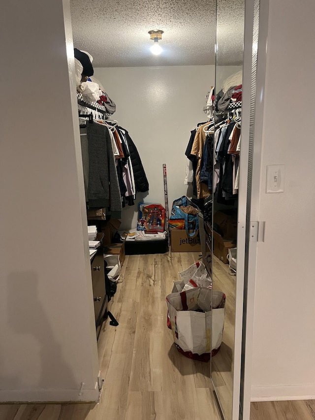 spacious closet with light hardwood / wood-style floors