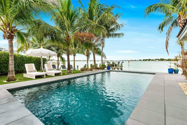 972 Marlin Dr, Jupiter, FL 33458 - view of pool with a water view and a fenced in pool