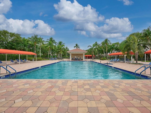 view of swimming pool featuring a patio