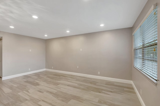 empty room with light wood-type flooring