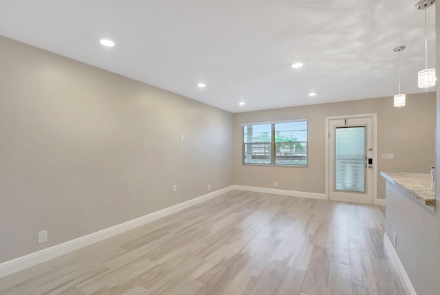 interior space with light hardwood / wood-style floors