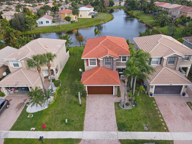 bird's eye view featuring a water view