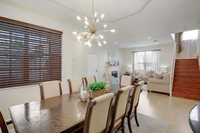 dining space with a notable chandelier