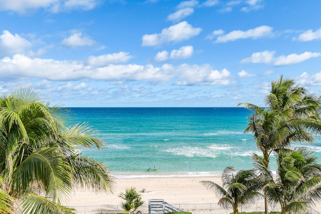 property view of water with a beach view