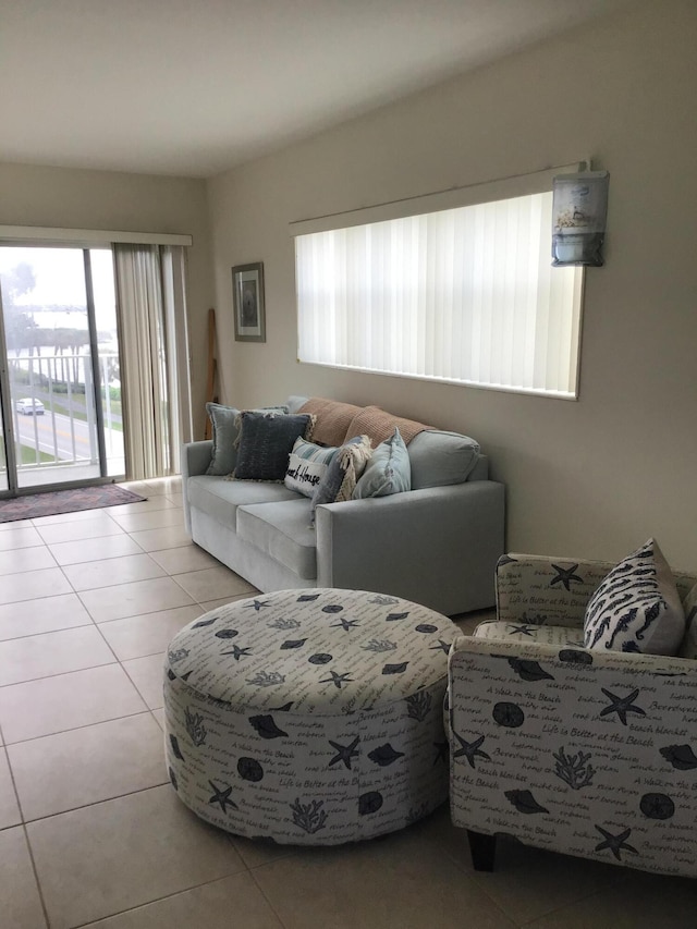 view of tiled living room