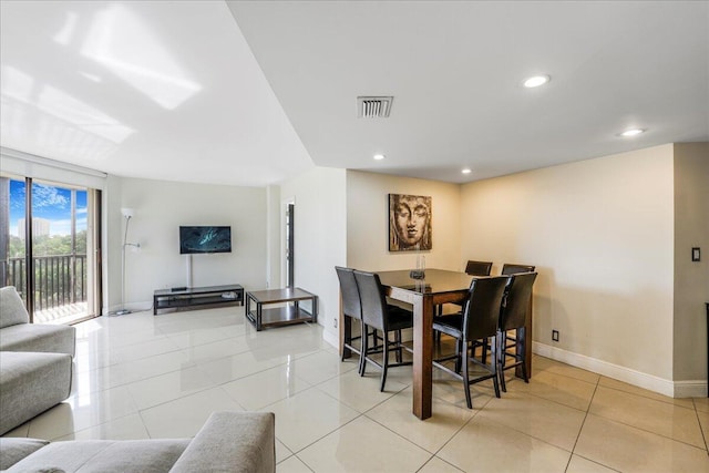 view of tiled dining space