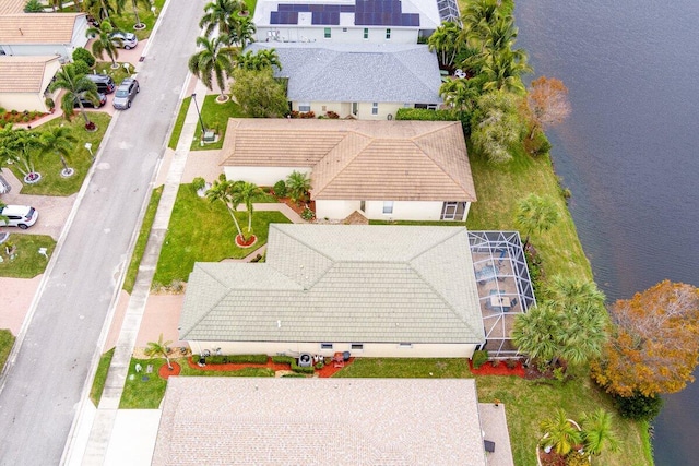 bird's eye view featuring a water view