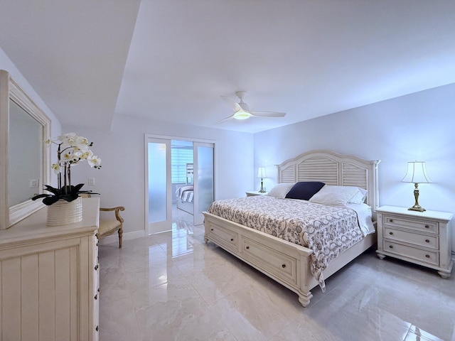 bedroom featuring ceiling fan