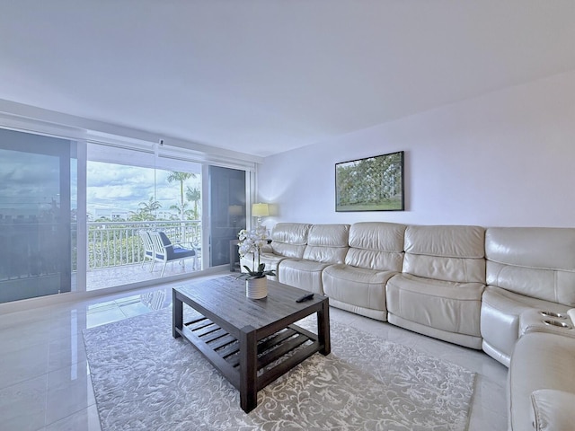 view of tiled living room