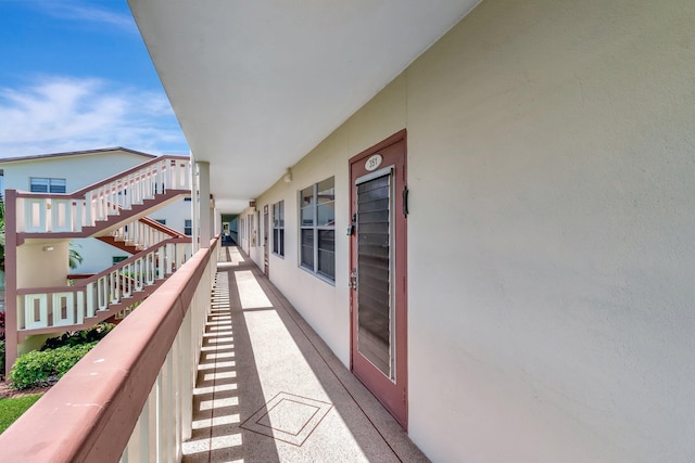 351 Preston I, Boca Raton, FL 33434 - balcony featuring stairs and elevator