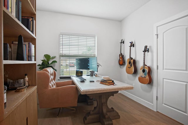 office with hardwood / wood-style floors