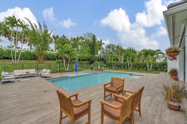 view of pool featuring an outdoor living space