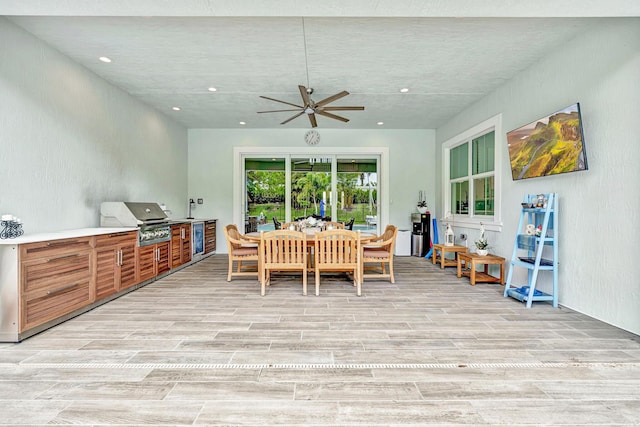 dining room featuring ceiling fan