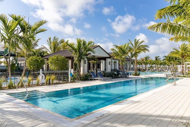 view of pool featuring a patio