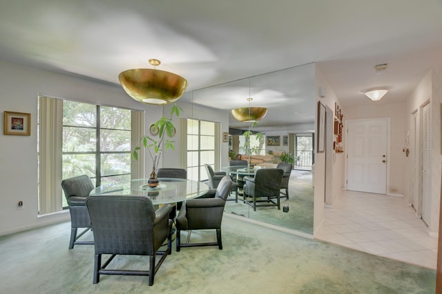 view of carpeted dining room