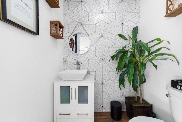 bathroom with toilet and vanity