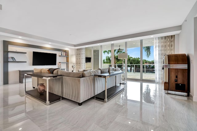 living room with expansive windows