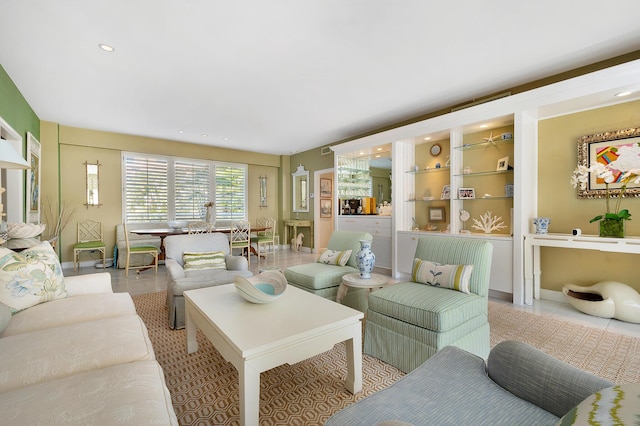 view of tiled living room