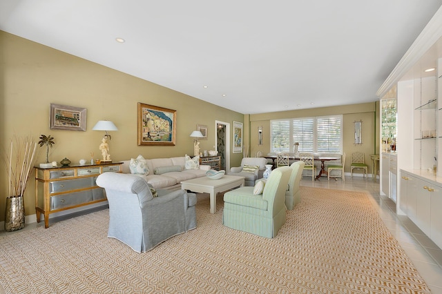 view of tiled living room