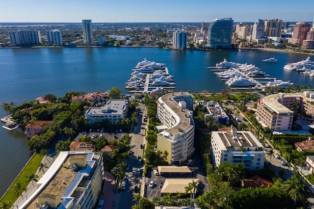 bird's eye view featuring a water view