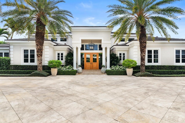 view of front facade featuring french doors