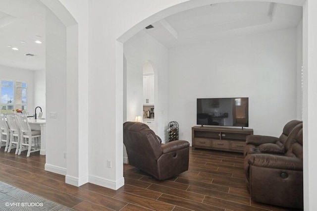 living room with sink