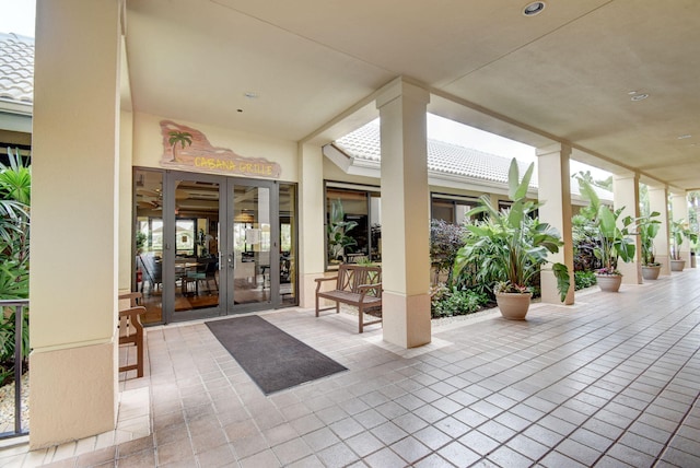 view of patio featuring french doors