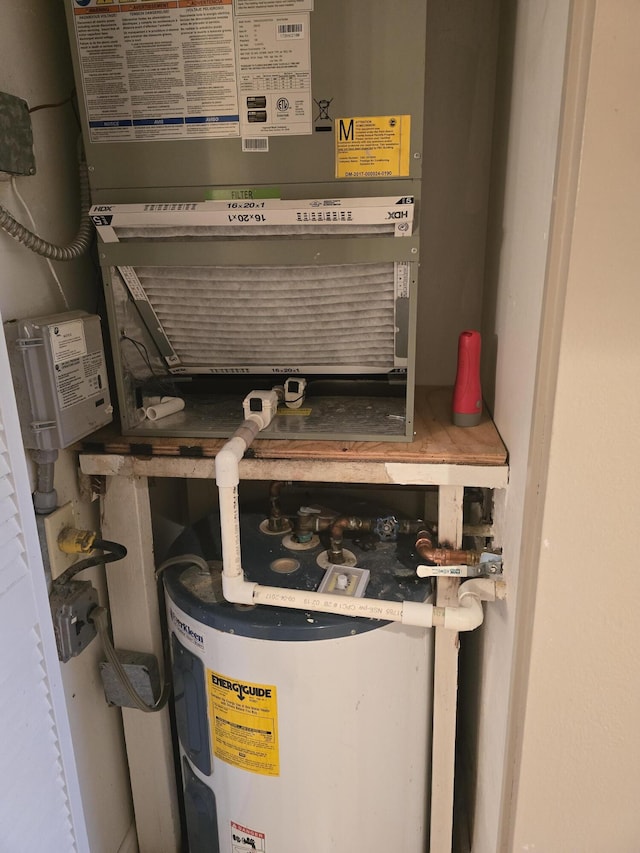 utility room featuring electric water heater