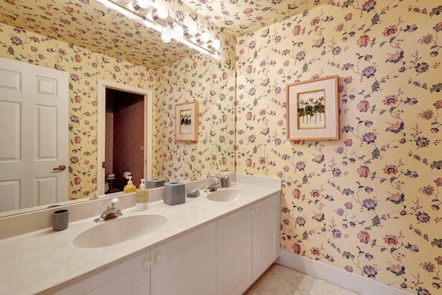 bathroom featuring vanity, toilet, and tile patterned flooring