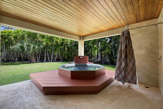 view of patio featuring a jacuzzi