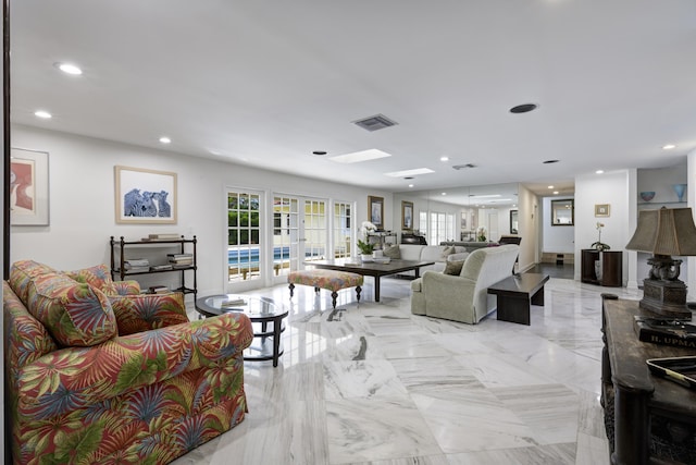 living room with french doors