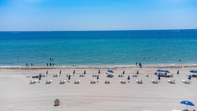 view of water feature featuring a view of the beach