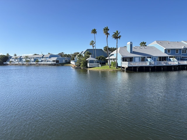 view of water feature with a residential view